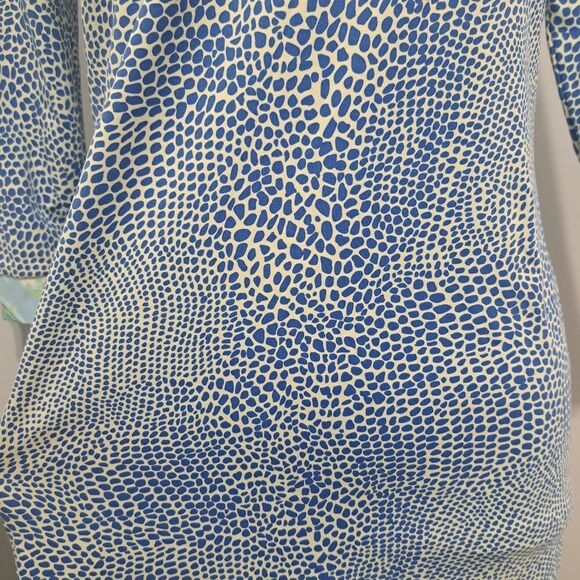 J.McLaughin Gisel Tunic Catalina V Neck Speckle Blue/White/Green Patterned Small - Picture 9 of 12